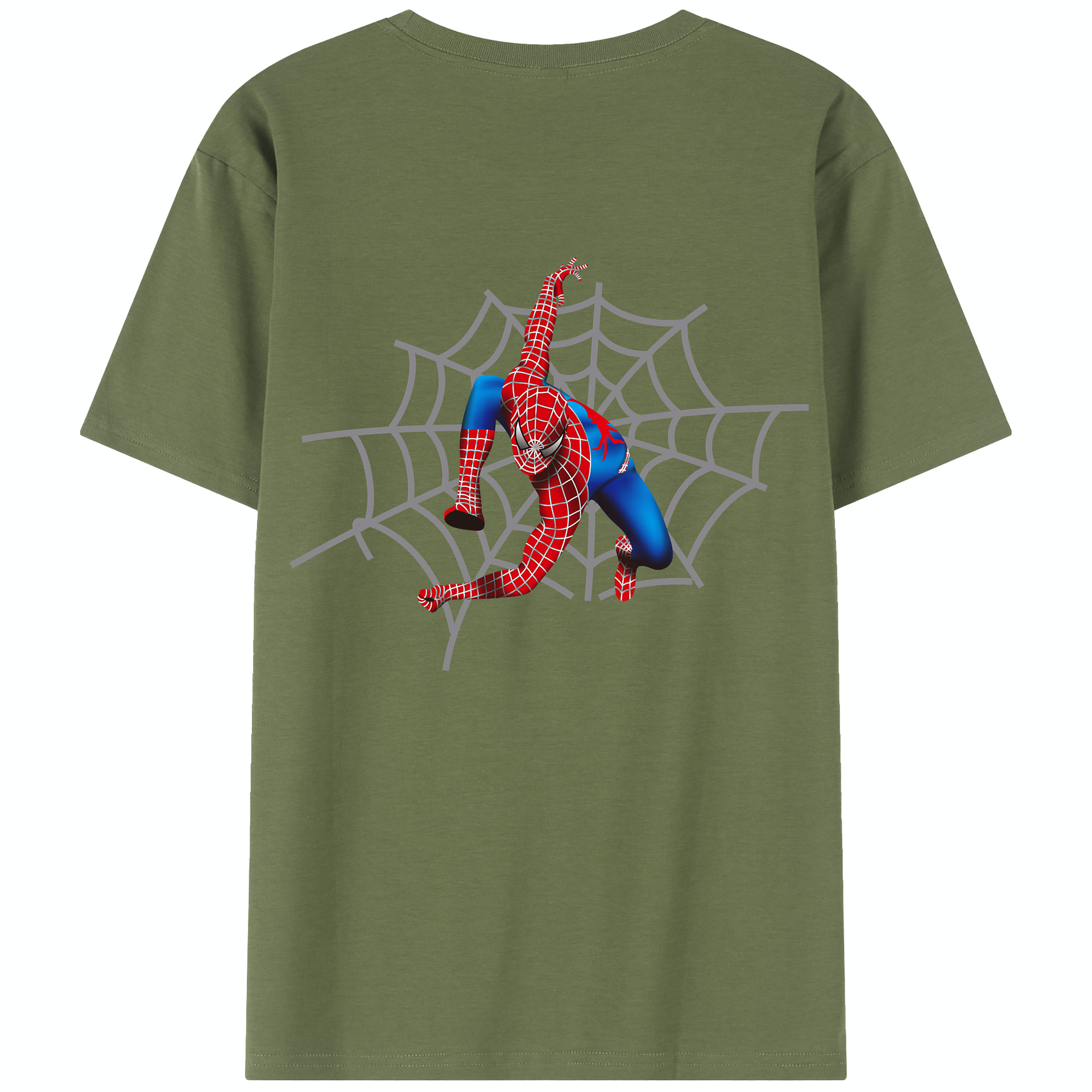 （画像用） Spider Man スパイダーマン 綿100％半袖Tシャツ（背面プリント）